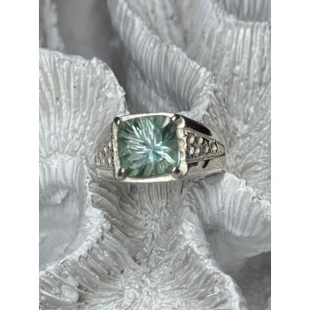 925 Sterling Silver Prasiolite Men's Ring Size 9