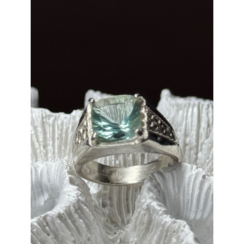 925 Sterling Silver Prasiolite Men's Ring Size 9