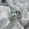 925 Sterling Silver Prasiolite Men'S Ring Size 9
