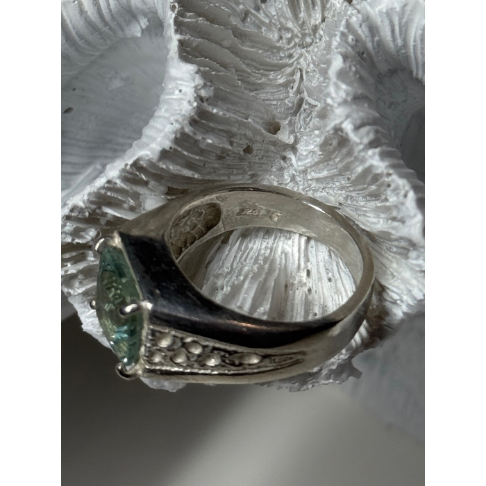 925 Sterling Silver Prasiolite Men's Ring Size 9