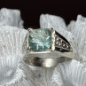 925 Sterling Silver Prasiolite Men'S Ring Size 9