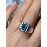 MEN'S 925 STERLING SILVER AQUAMARINE RING SIZE 9