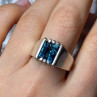 Men'S 925 Sterling Silver Aquamarine Ring Size 9