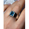MEN'S 925 STERLING SILVER AQUAMARINE RING SIZE 9