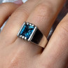 Men'S 925 Sterling Silver Aquamarine Ring Size 9