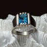 Men'S 925 Sterling Silver Aquamarine Ring Size 9