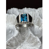 MEN'S 925 STERLING SILVER AQUAMARINE RING SIZE 9