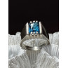 MEN'S 925 STERLING SILVER AQUAMARINE RING SIZE 9