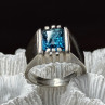 Men'S 925 Sterling Silver Aquamarine Ring Size 9