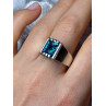 MEN'S 925 STERLING SILVER AQUAMARINE RING SIZE 9