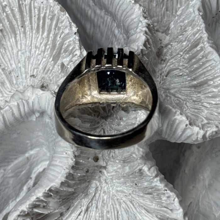 Men'S 925 Sterling Silver Aquamarine Ring Size 9