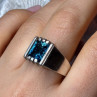 Men'S 925 Sterling Silver Aquamarine Ring Size 9