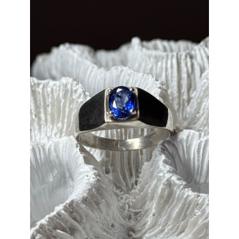 MEN'S 925 STERLING SILVER SAPPHIRE RING SIZE 8.5