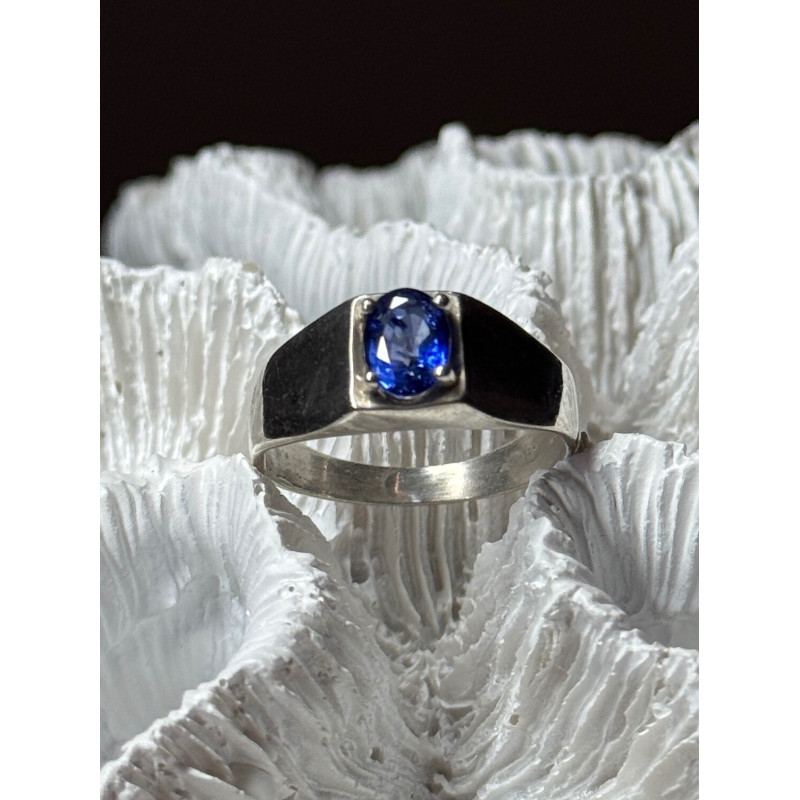 MEN'S 925 STERLING SILVER SAPPHIRE RING SIZE 8.5