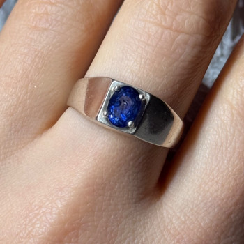 Men'S 925 Sterling Silver Sapphire Ring Size 8.5