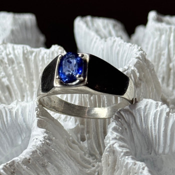 Men'S 925 Sterling Silver Sapphire Ring Size 8.5
