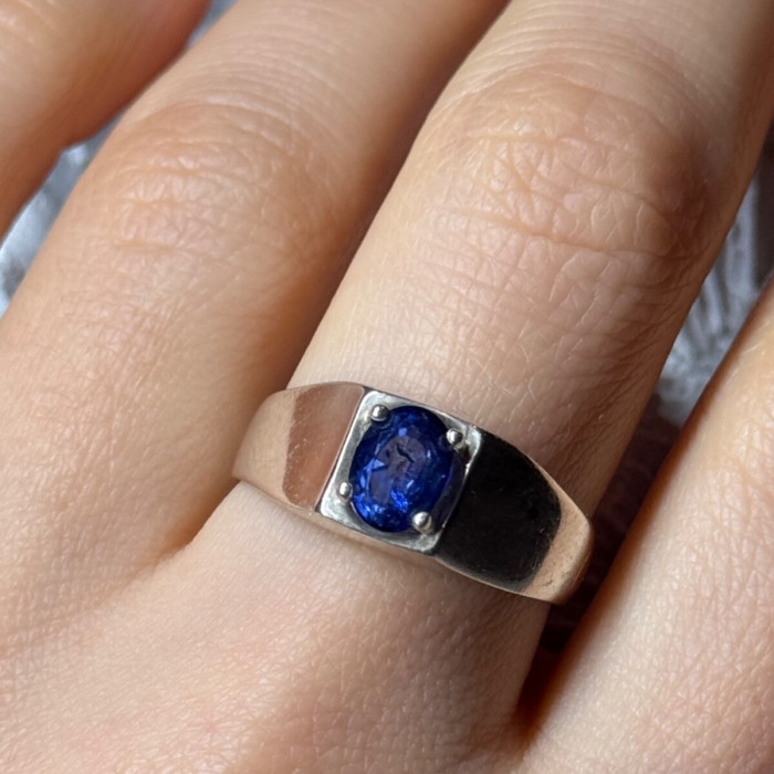 Men'S 925 Sterling Silver Sapphire Ring Size 8.5