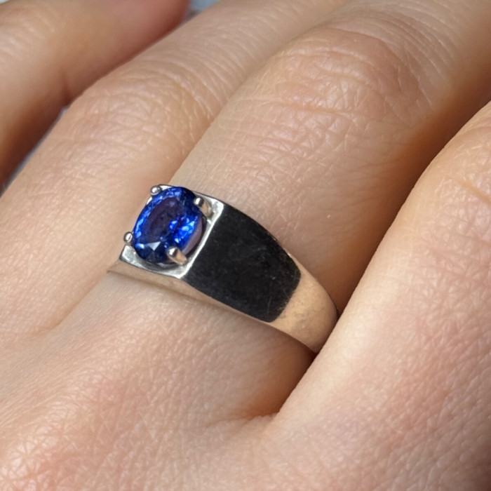 Men'S 925 Sterling Silver Sapphire Ring Size 8.5