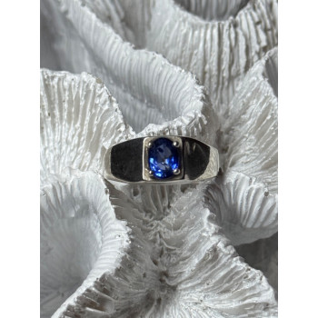 MEN'S 925 STERLING SILVER SAPPHIRE RING SIZE 8.5