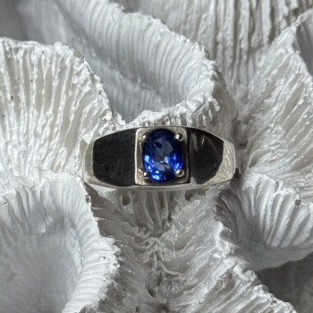 Men'S 925 Sterling Silver Sapphire Ring Size 8.5