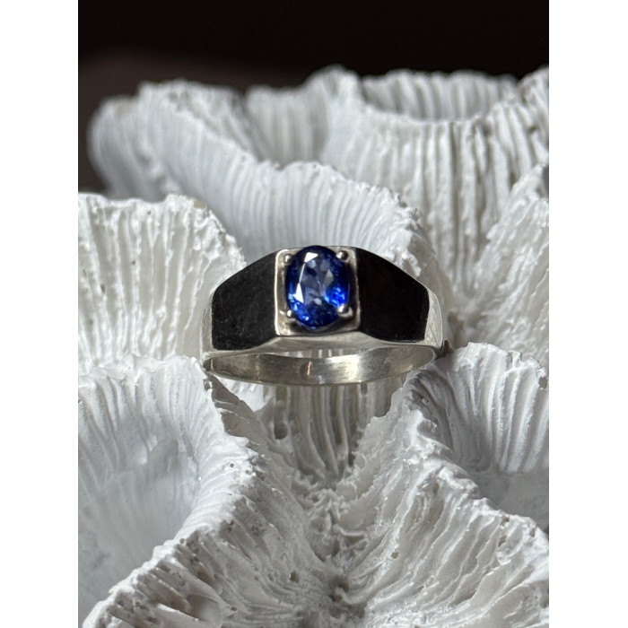 MEN'S 925 STERLING SILVER SAPPHIRE RING SIZE 8.5