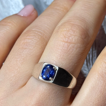 Men'S 925 Sterling Silver Sapphire Ring Size 8.5